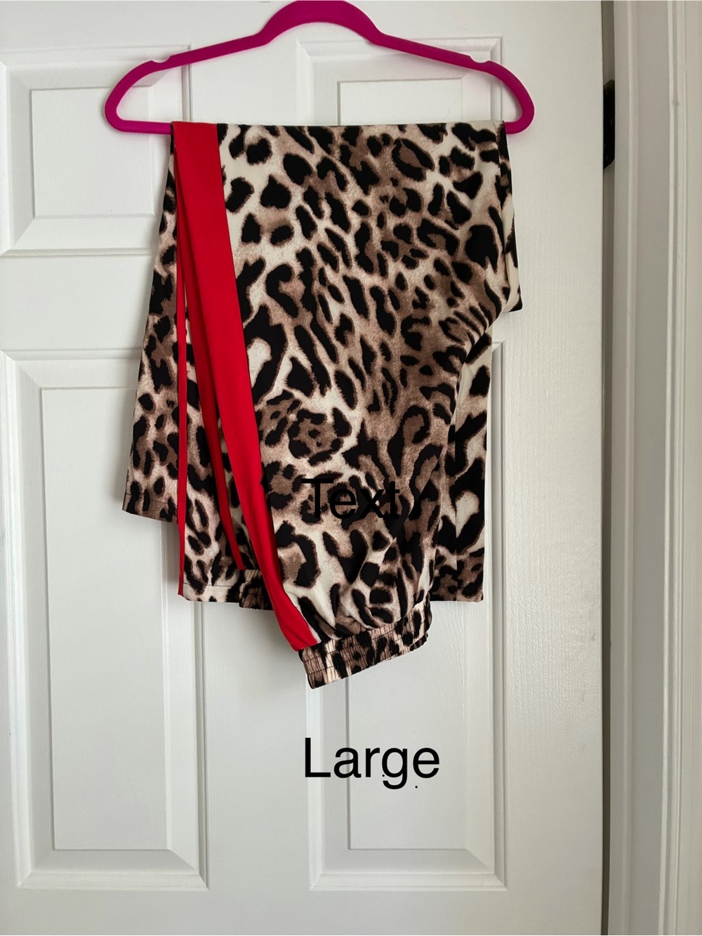 Leopard Print Kids Bottoms with Red Side Stripe - Large